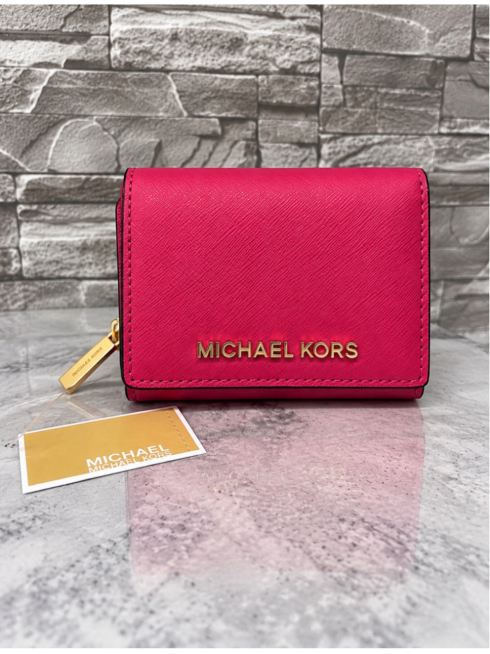 Michael Kors Small Compact Zip Around Wallet Electric Pink